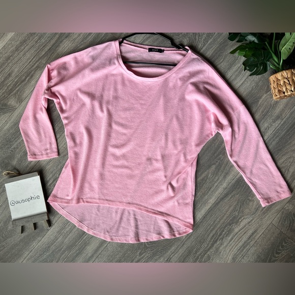 Uget Pink hi low hem dropped shoulder Dolman Sleeve Sweater size S - Picture 3 of 9